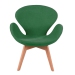 Кресло дизайнерское Сван Вуд Арм ткань зеленый