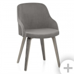 Дизайнерское обеденное кресло Fusion дерево серый+ ткань серая